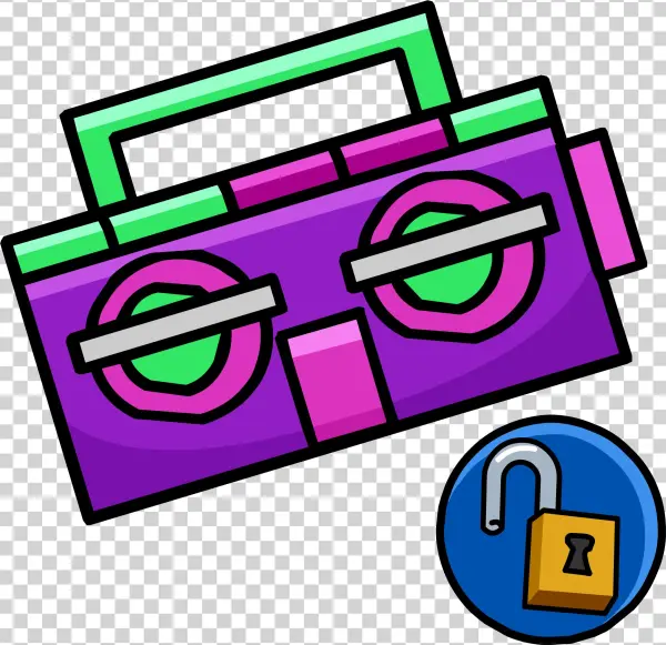 Purple Boom Box - Boombox Club Penguin