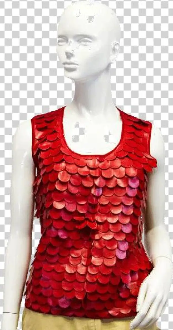 Red Petals Tank Top Vegan Leather Size Xl - Mannequin