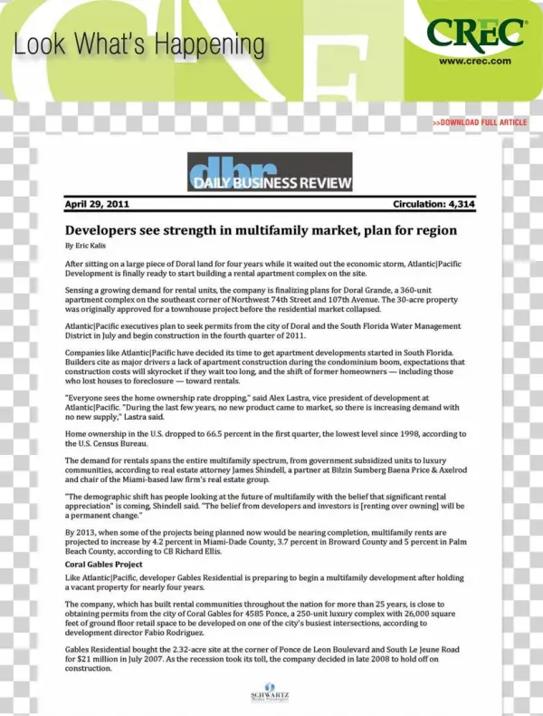 Dbr 4 29 11 Pm - Continental Real Estate Companies