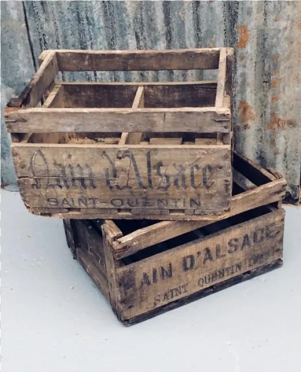 Old French Wooden Apple Crates - Plywood