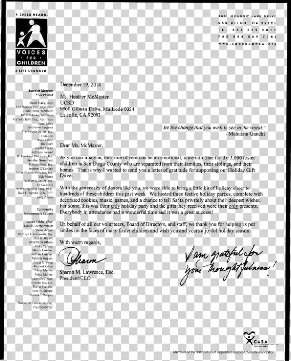 County Of San Diego Letter - Voices For Children
