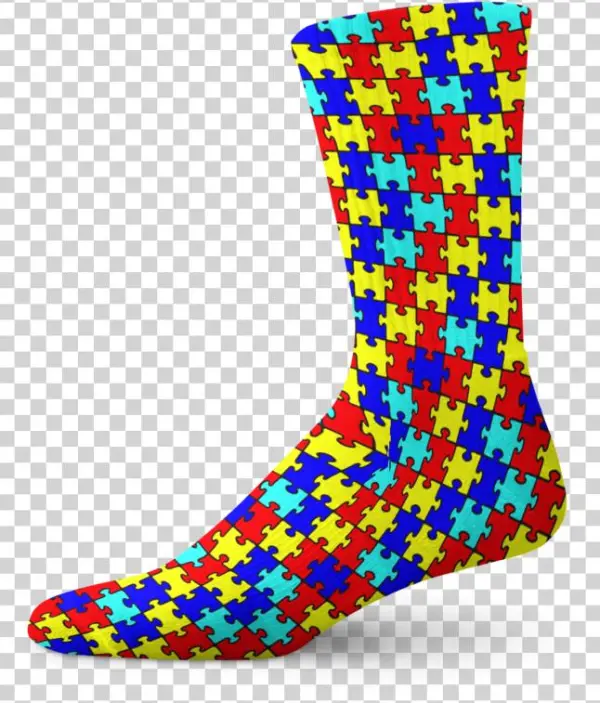 Autism Awareness Puzzle Print Crew Socks - Sock