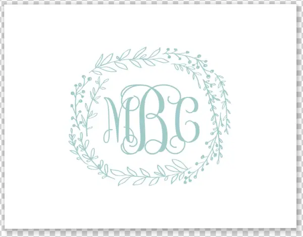 Greenery Monogram Wreath Folded Note Card - Blushandcodesigns Monogrammed Baseball Flip Flops ~