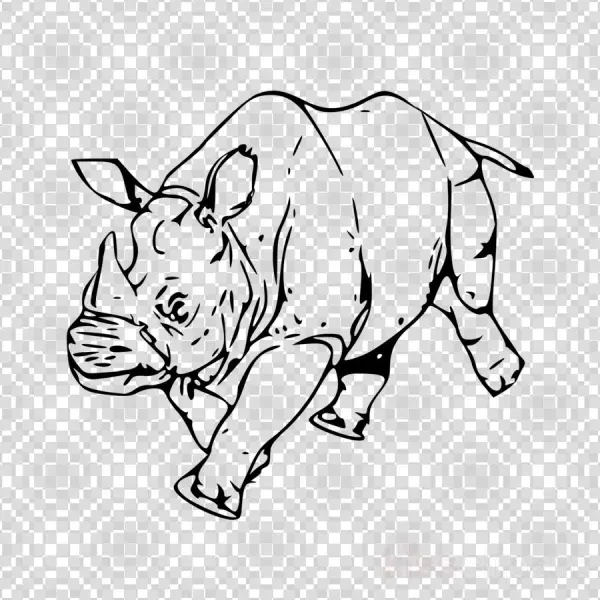 Rhinoceros Clipart Rhinoceros Canidae Clip Art - Badak Vektor
