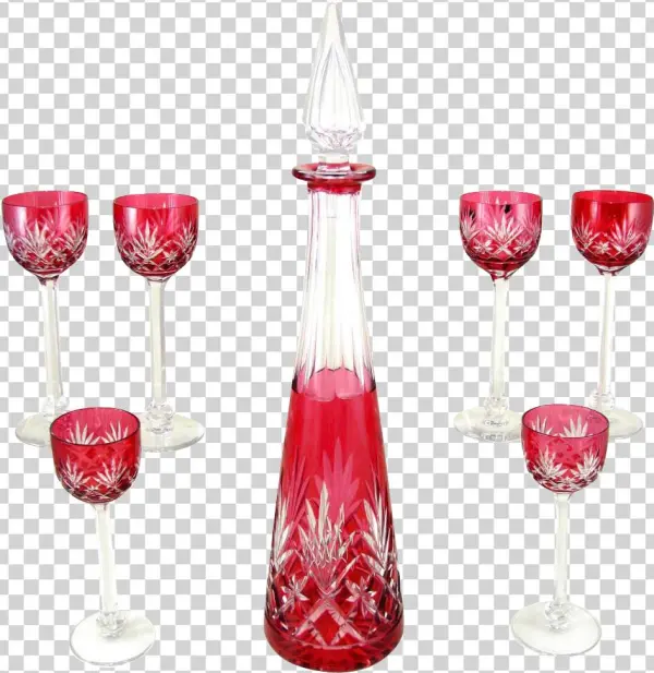 7pc French Saint Louis Massenet Pattern Cut Crystal - Decanter