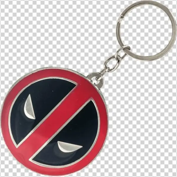 Deadpool Logo Metal Keychain - Marvel Comics Deadpool Big Face Symbol Enamel Metal