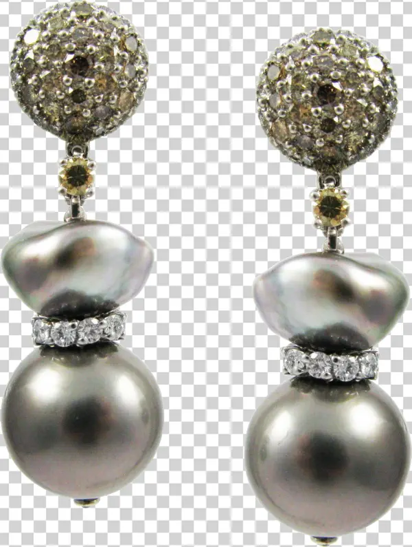 Platinum Kurt Wayne Tahitian Pearl And Diamond Earring