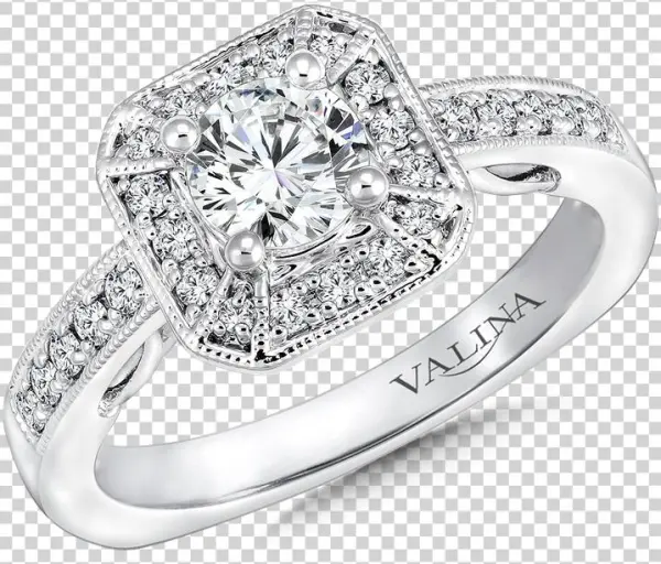 Valina Geometric Shape Halo Mounting - Queenelizabethjewels Diamond Engagement Ring 14k White