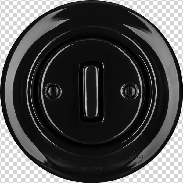 Porcelain Wall Switch Black Slim Button
