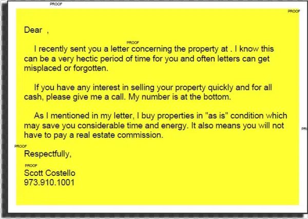 Probate Postcard Front