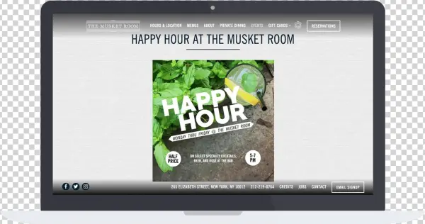The Musket Room's Website Event Page