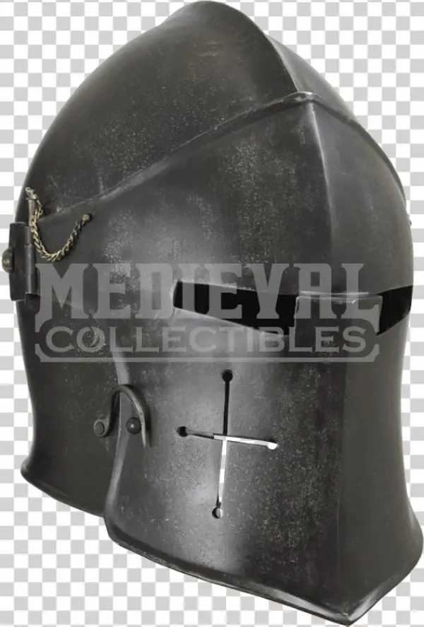 Epic Dark Visored Barbuta Helmet