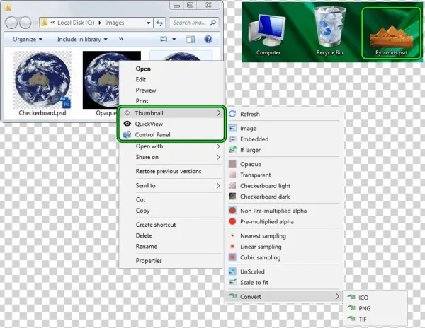 File Type Or File By File Transparency Options And