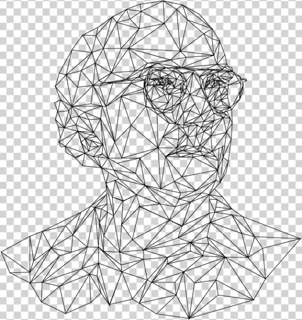 Larry David Low Poly Try Again Outline Not Rasterized