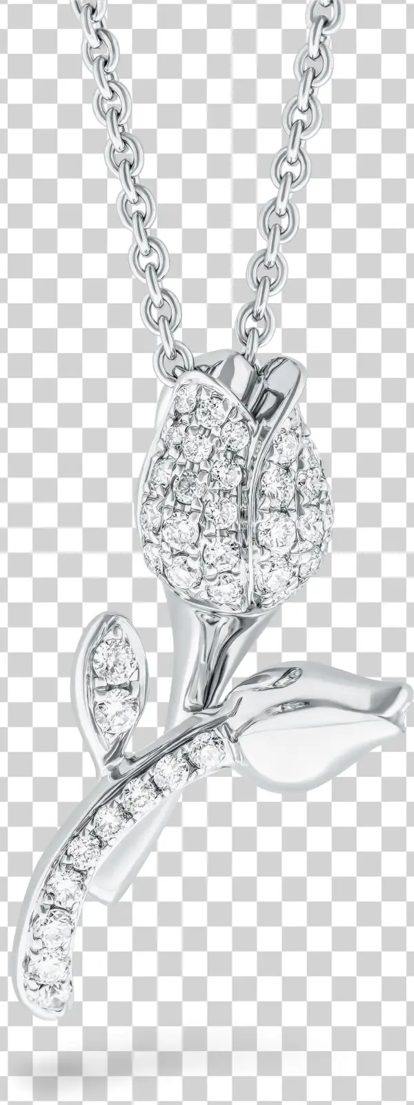 Diamond Tulip Pendant White Gold 45 Small Diamonds