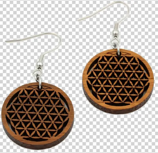"flower Of Life" Earrings Classic Wood Walnut 25mm