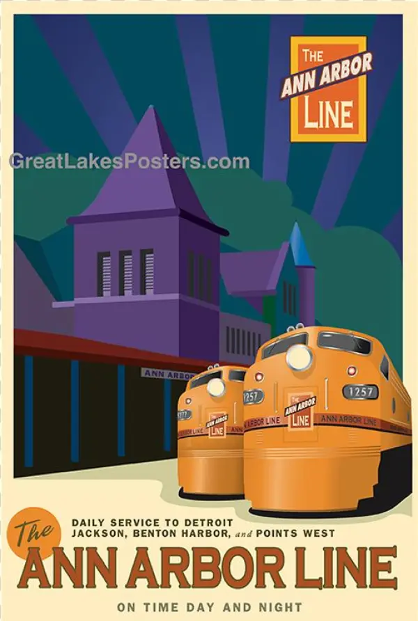 Great Lakes Posters Ann Arbor Train Line Poster