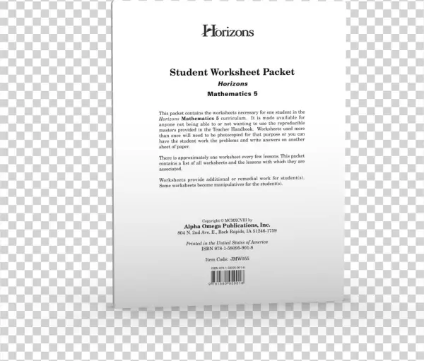 Horizons 5th Grade Math Student Worksheet Packet