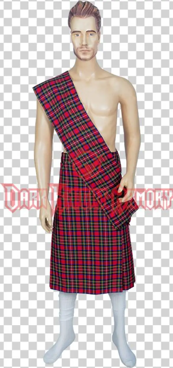 Men's Scottish Kilt With Scarf - Plaid
