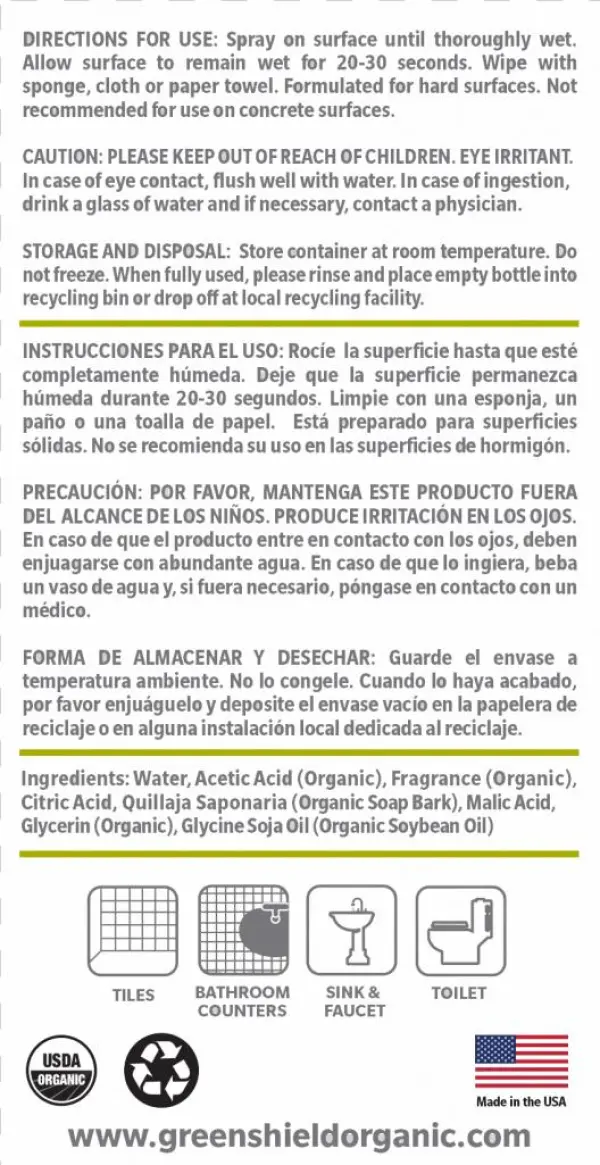 Organic Bathroom Cleaner 946ml - Pioneer