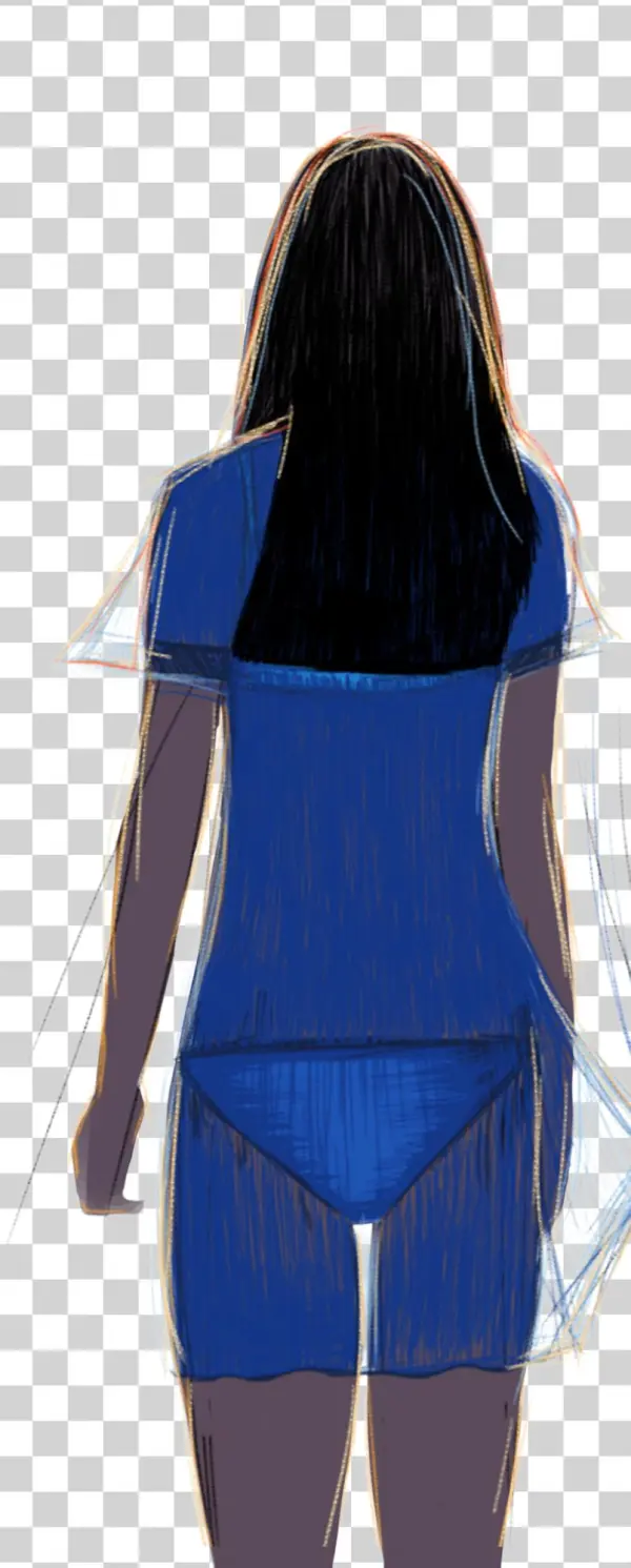 Beautiful Hand Painted Coil Impression Illustration - Standing