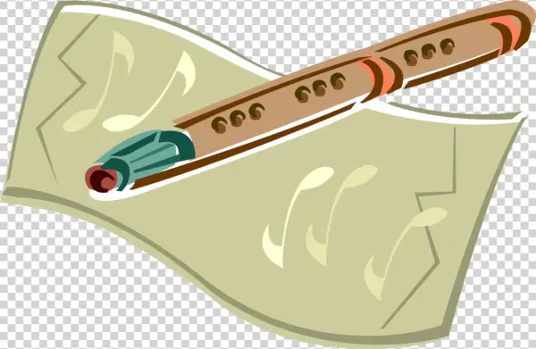 Vector Illustration Of Wooden Flute Musical Instrument