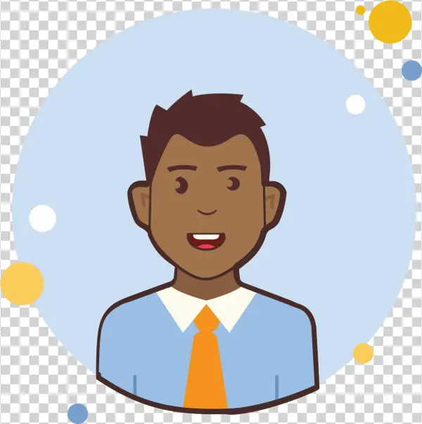 Man In Orange Tie And Blue Shirt Icon - Cartoon