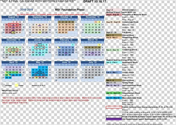 Midterm Exam Dates Calendar - Web Page