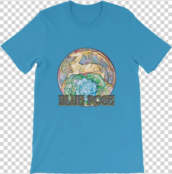 Blue Rose Hart Crest Unisex Short Sleeved T-shirt - Dad Come Home Please Shirt