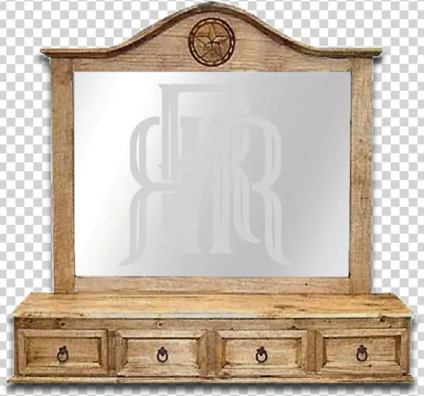 Country Mirror Frame W/star & 4 Drawers 55”w X 12“d - Cupboard