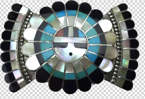 Jose & Dora Massie Zuni Sunface Silver Belt Buckle - Circle