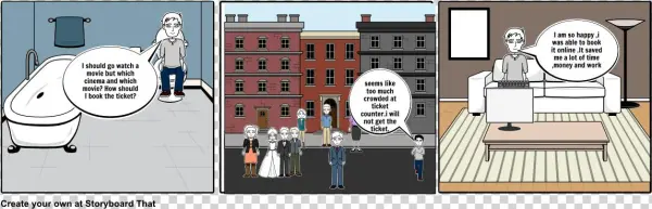 Online Ticket Booking - Cartoon