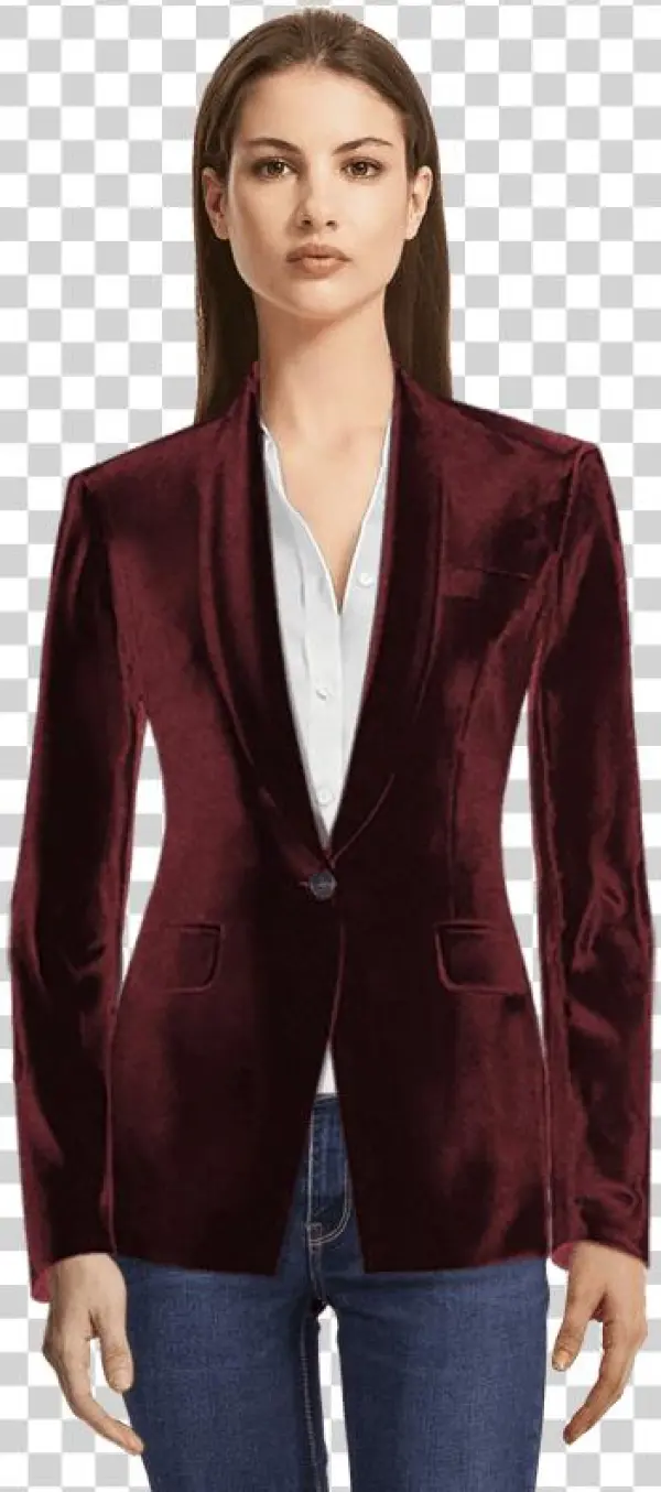 Red Velvet Blazer-view Front - Lapel