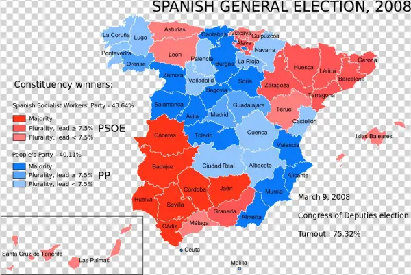 Spanish General Election, - Spanish General Election Map