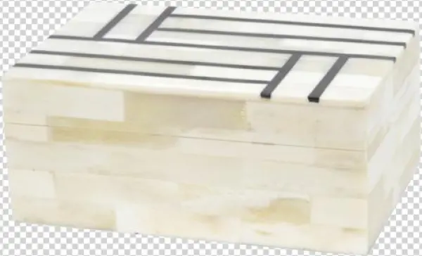 White Bone Box With Black Stripes - Wood