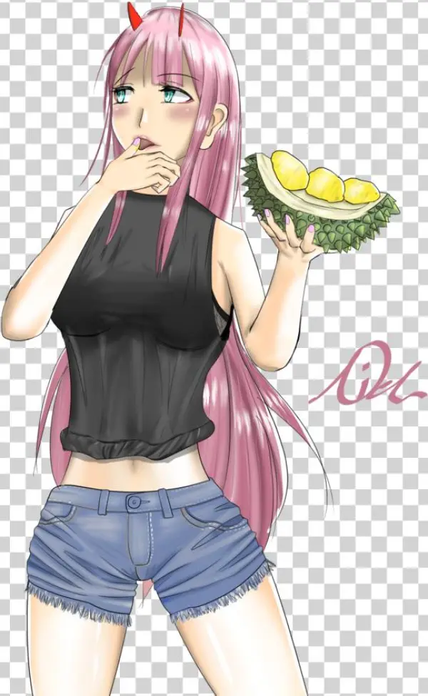 Zero Two Eating Durians - Cartoon