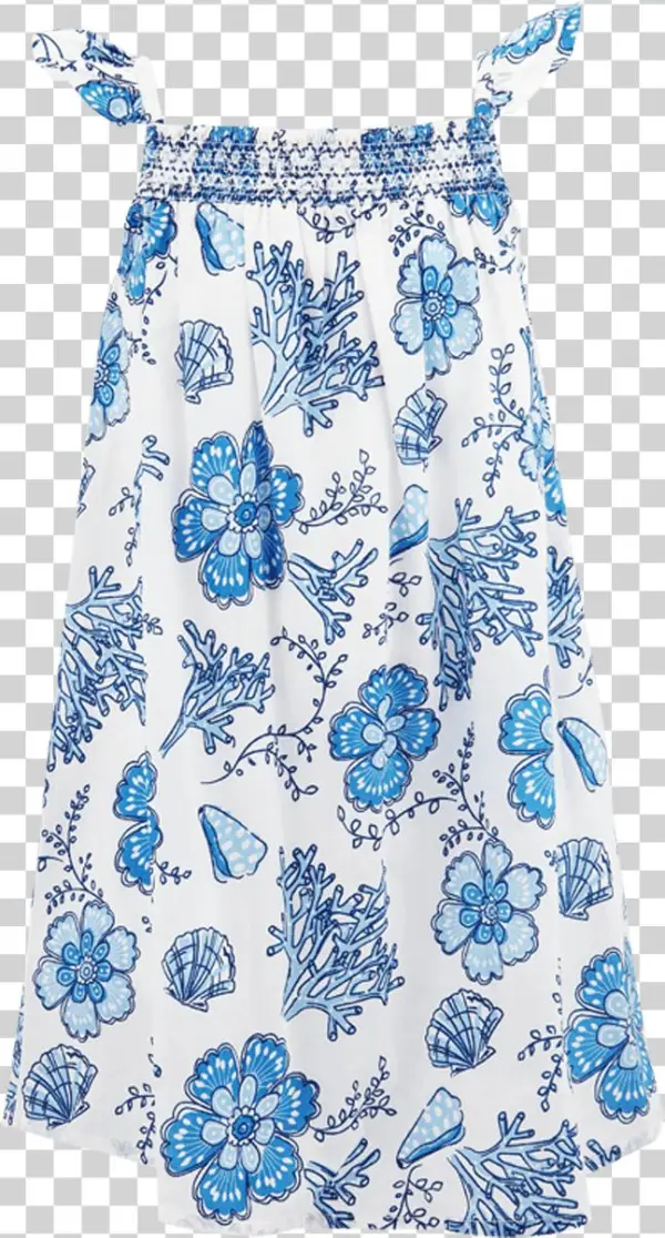 Girls Coral Shells Smock Top Dress - Day Dress