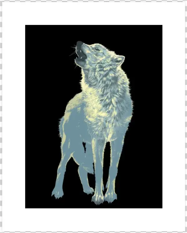 Lone Wolf Howling Blue Art Print