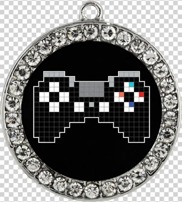 Pixel Art Playstation Gaming Fan Stone Coin Necklace