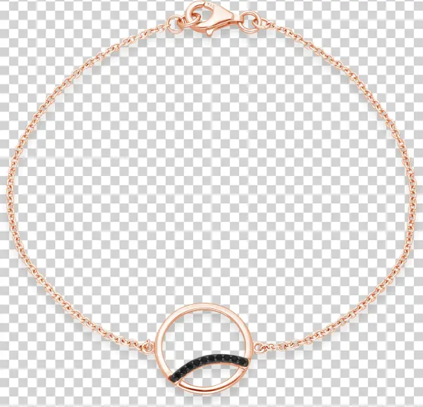Silver 19 Cm Pink Plated Circle Bracelet With Black - Choker