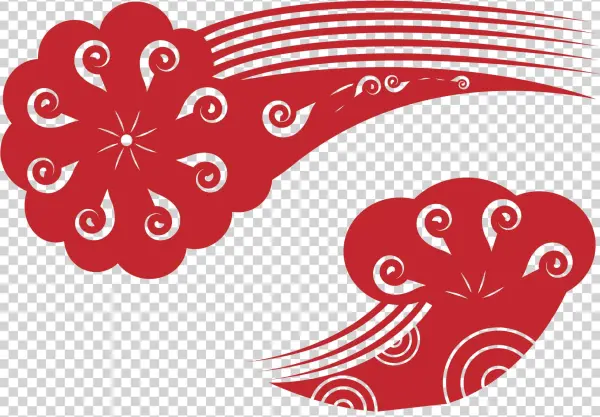 Xiangyun Chinese Style Paper Cut Wooden Comb Element - Illustration