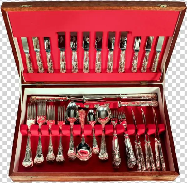 20th Century Cased Set Of Electroplated Kings Pattern - Spoon