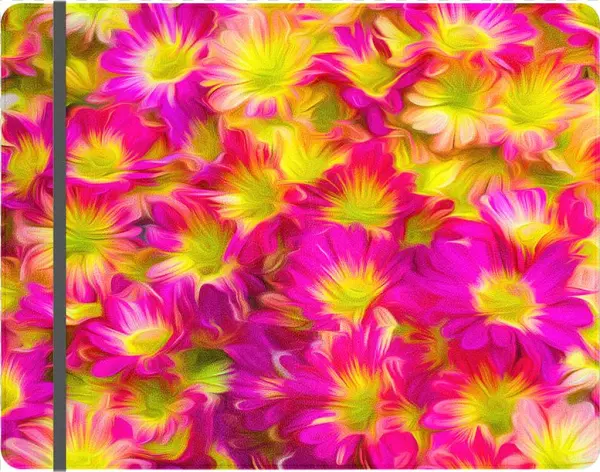 Notepad Folio Wallet With Floral Swirly Pattern - African Daisy