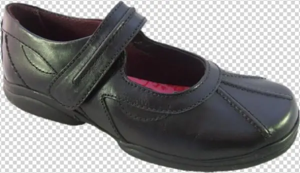 Pod Mia Black Leather School Shoes - Slip-on Shoe