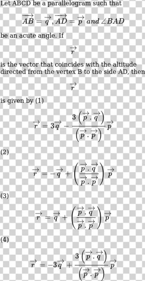 Let Abcd Be A Parallelogram Such That →ab=→q,→ad=→pand∠bad - Handwriting