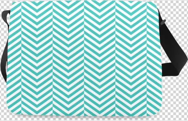 Turquoise And White Classic Chevron Pattern Messenger - Shoulder Bag